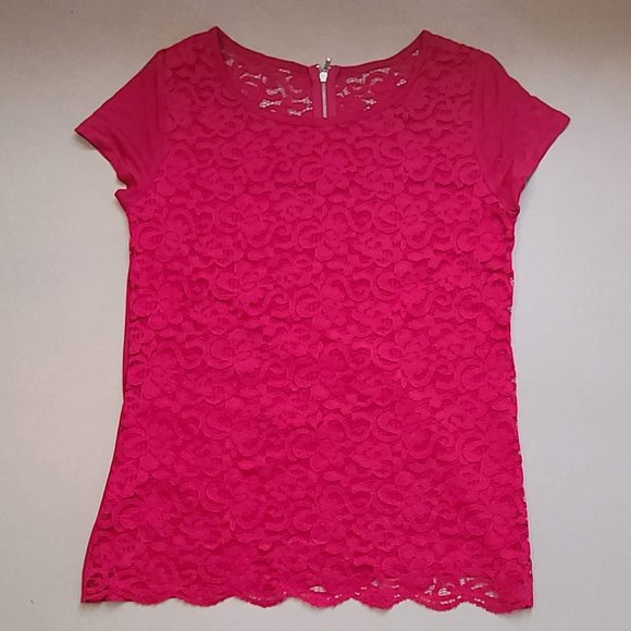 Fuchsia Lace Blouse - Picture 1 of 12
